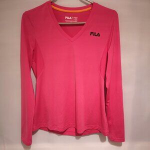 Fila Performance Ladies V-neck Long Sleeve Fitted Workout Top